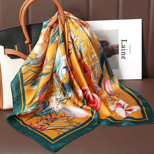 Luxury Silk Satin Scarves for Women - 70x70 cm Square