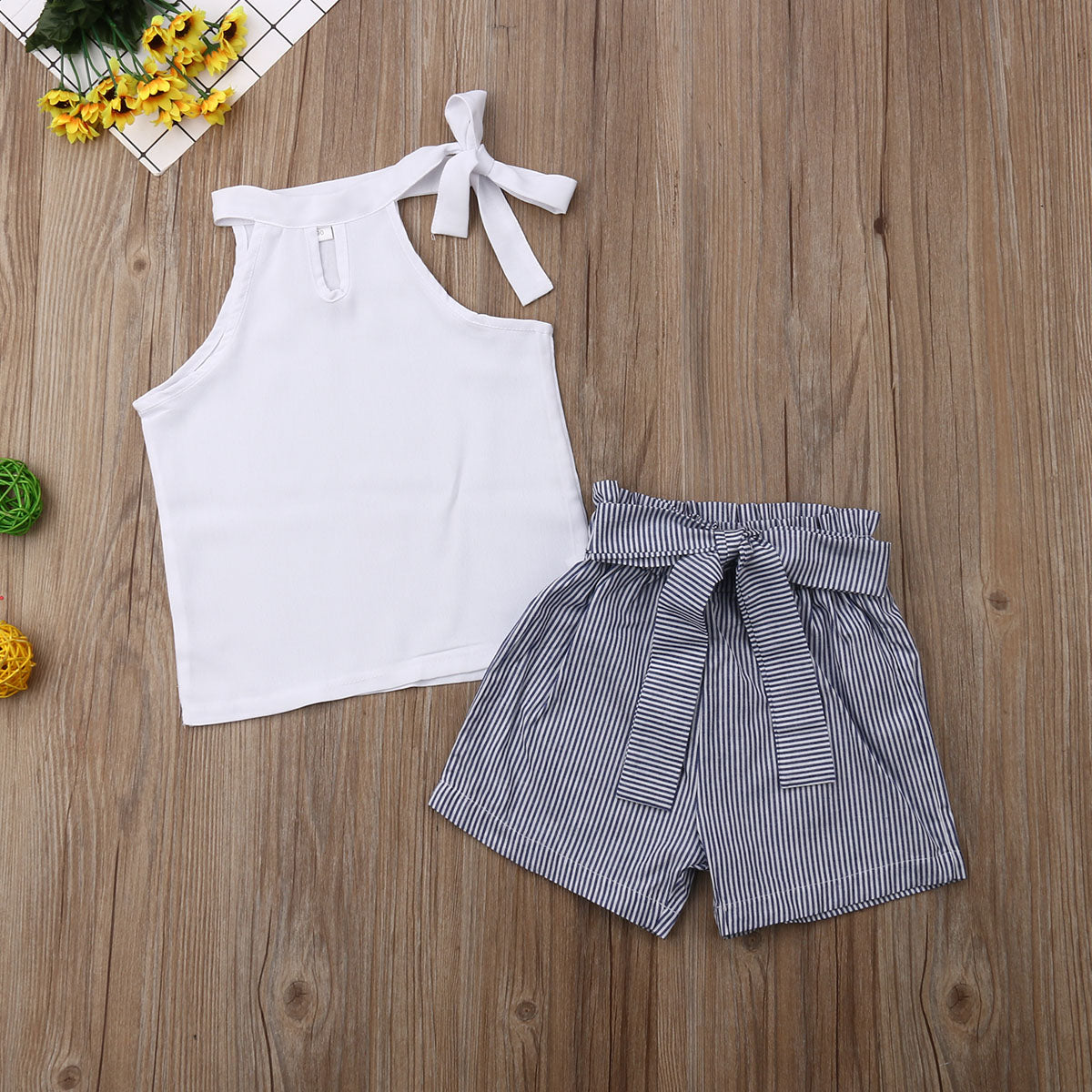 Summer Baby Girl Clothes Set: Sleeveless T-Shirt & Shorts