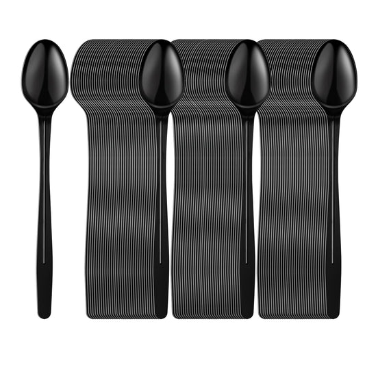 HMDZMR Plastic Spoons 9" Long Handle Spoon Sturdy Ice Cream Spoons Disposable Spoons for Cocktail Stirring Dessert Milkshakes Ice Cream (96 Pack)