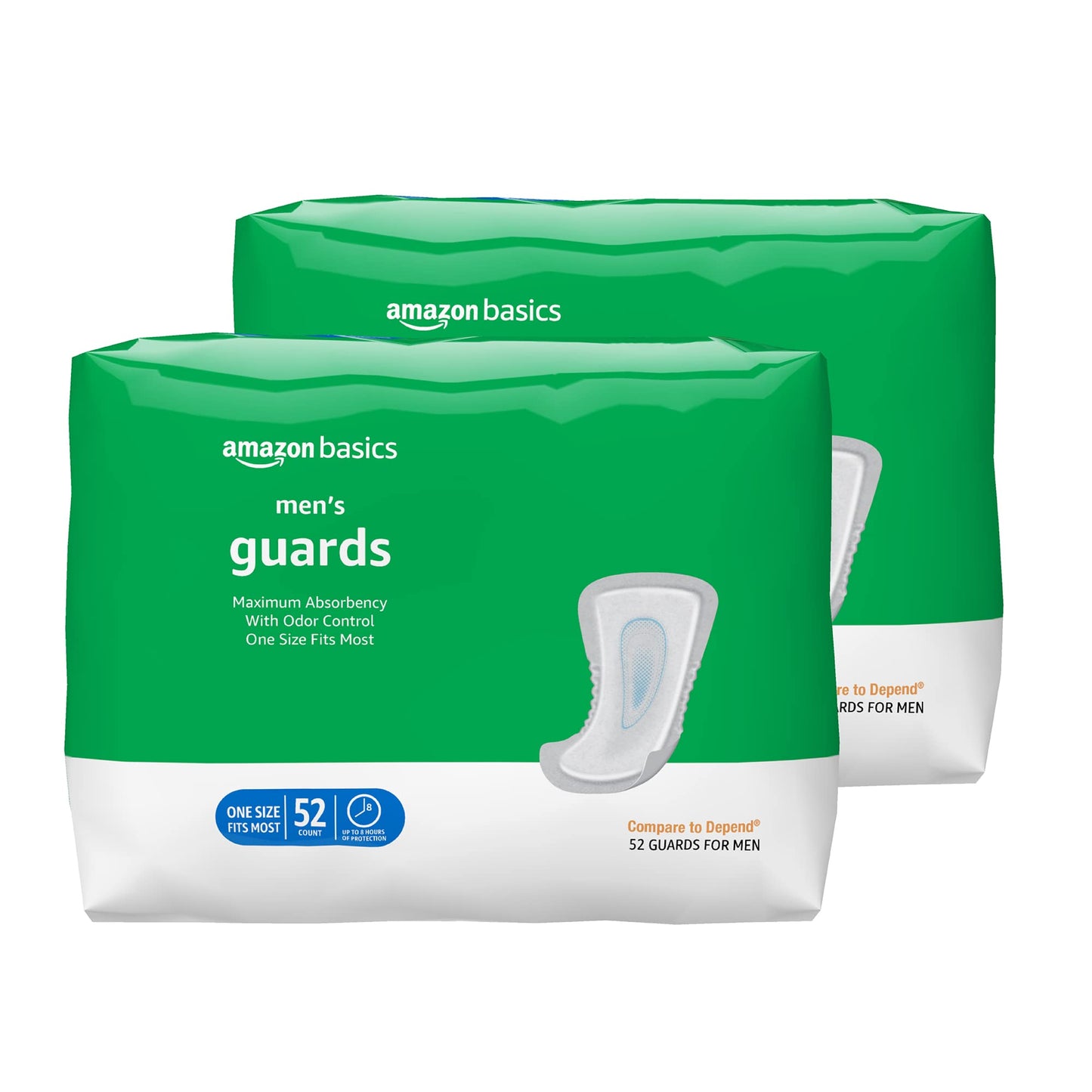 Amazon Basics Mens Incontinence Guards Maximum Absorbency 104 Count (2 Packs of 52)