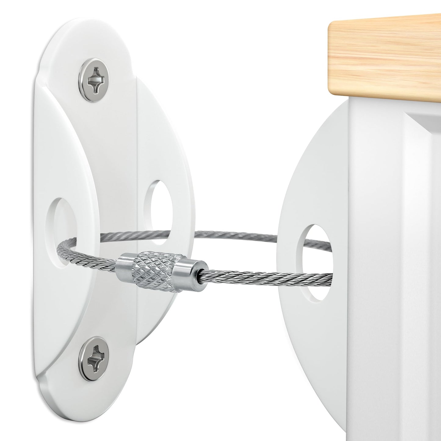 Booda Brand Furniture Anchors (2 Pack) for Baby Proofing Furniture Straps Anti Tip Furniture Anchor Securing 400 lbs/Keep Baby Pet Safety from Falling Furniture Metal White Earthquake Straps