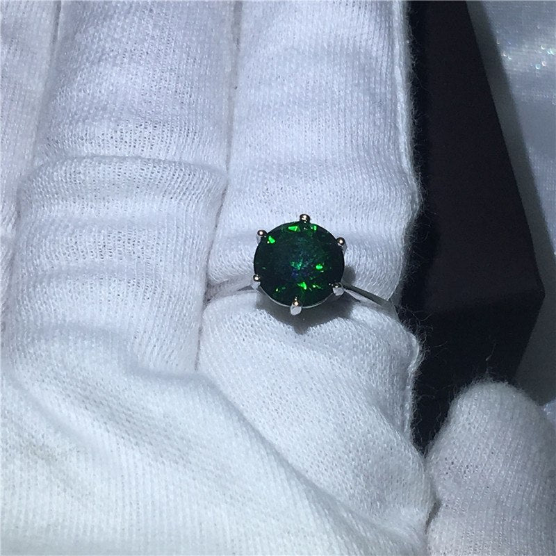 Green Zircon Ring with Diamonds