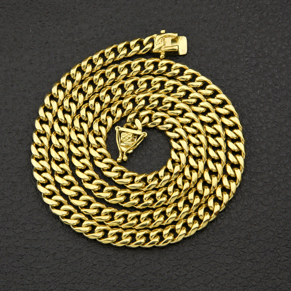Men's Stainless Steel Cuban Chain Necklace with Clasp