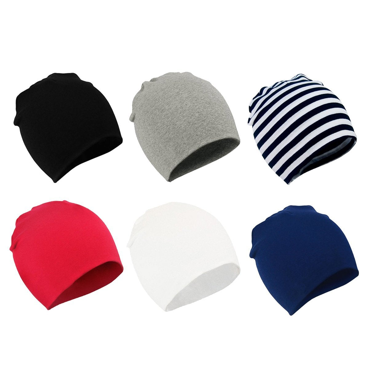 Zando Baby Beanies Toddler Beanie Baby White Beanie for Infants Beanie Babies Hat Baby Boy Slouchy Beanie Hats Caps 6 Pack 1 Large (1-4 Years)