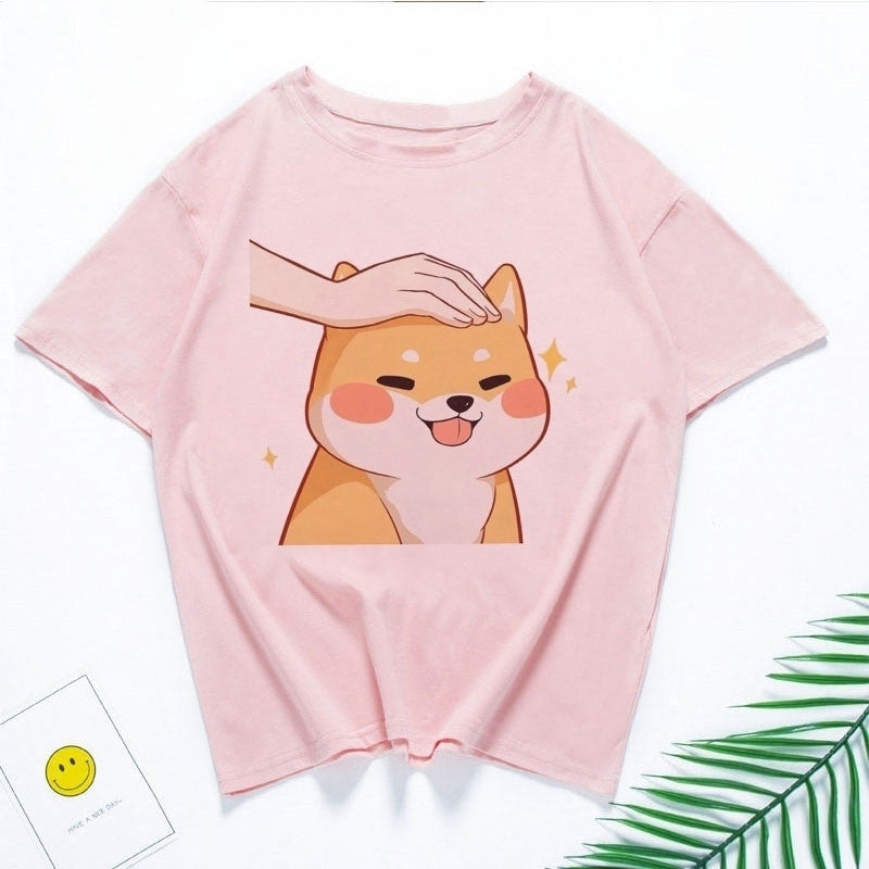 Cute Shiba Inu Couple T-Shirts for Students (Unisex)