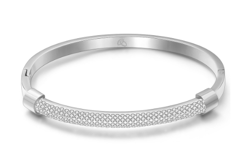 18K Electroplated Titanium Steel Bracelet with Diamonds