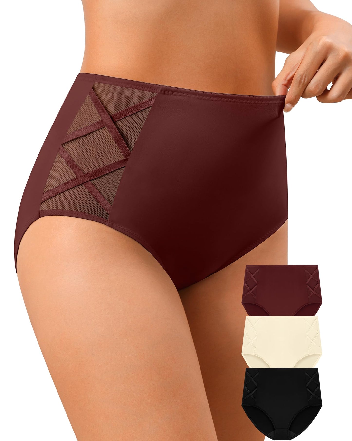 ASIMOON Tummy Control Underwear for Women High Waisted Full Coverage Postpartum Ladies Underwear Soft Breathable Cotton Briefs Womens underwear panties pack(Medium)