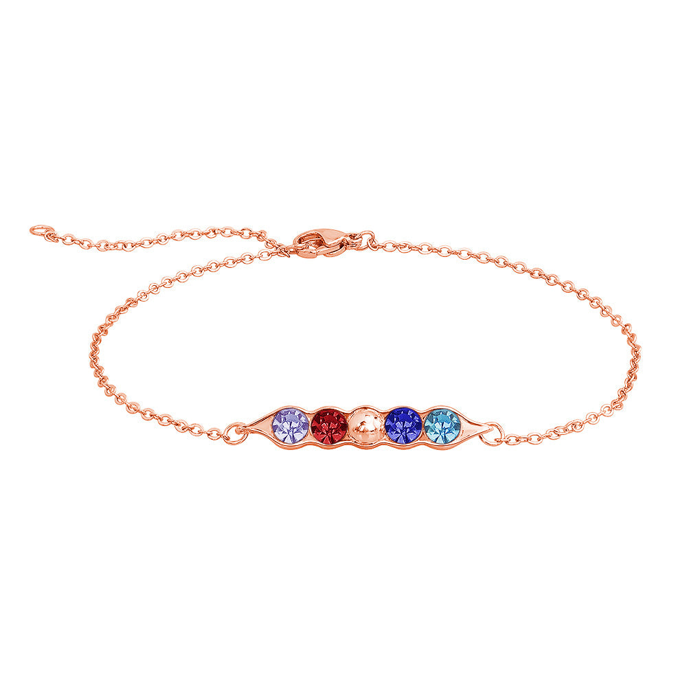 Fashion Pea Pod Birthstone Bracelet with Diamonds