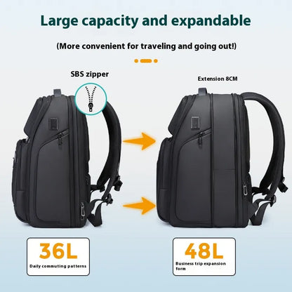 Business Casual Large Capacity Scalable Business Trip Travel Laptop Bag Backpack Men