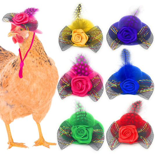 6 Pieces Chicken Hats for Hens fit Chicken Clothes Costumes for Chickens Hats for Chickens Bearded Dragon Costume Tiny Hats Small Animal Hats Doll Clothes Doll Accessories-3