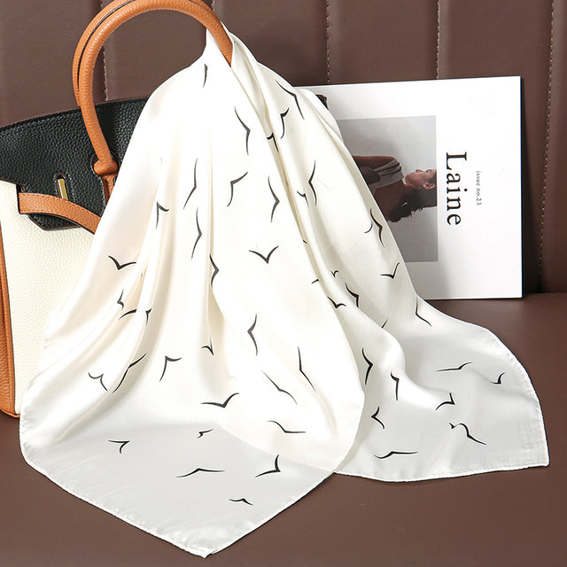 Luxury Silk Satin Scarves for Women - 70x70 cm Square