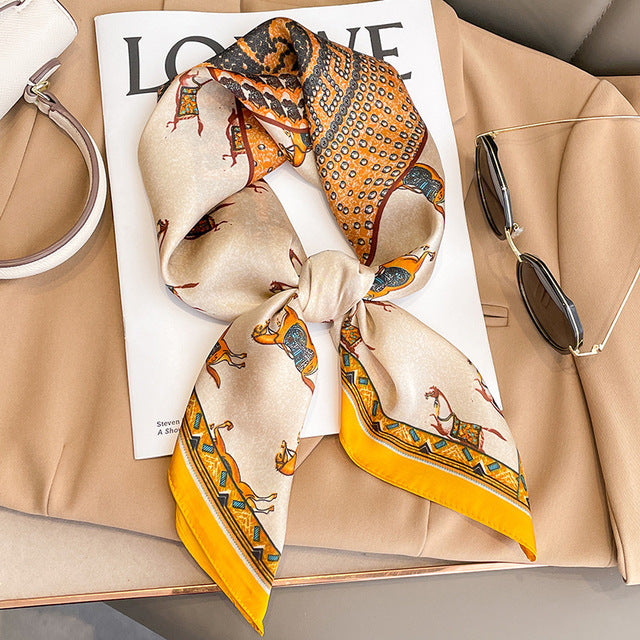 Luxury Silk Satin Scarves for Women - 70x70 cm Square