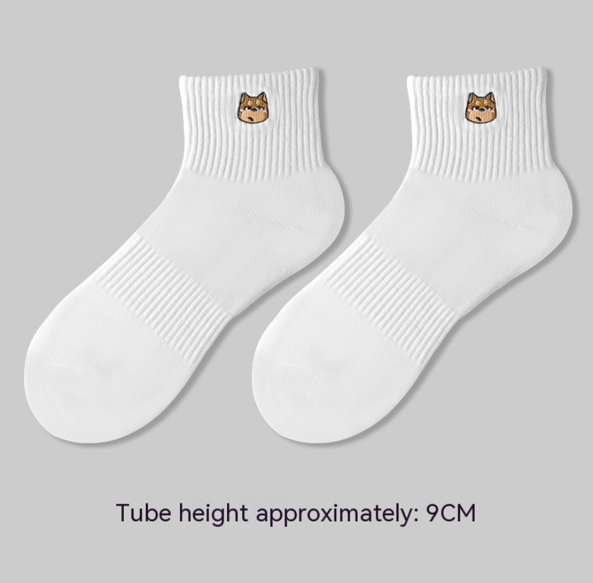 Men's Embroidered Cotton Crew Socks