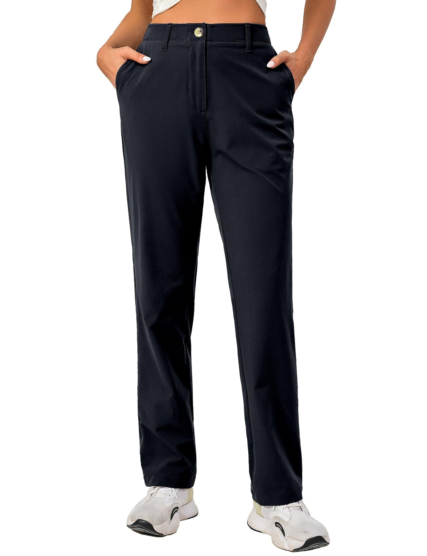 Little Donkey Andy Womens Golf Pants Stretch Quick Dry Business Casual Slacks with Pockets Deep Black XX-Large