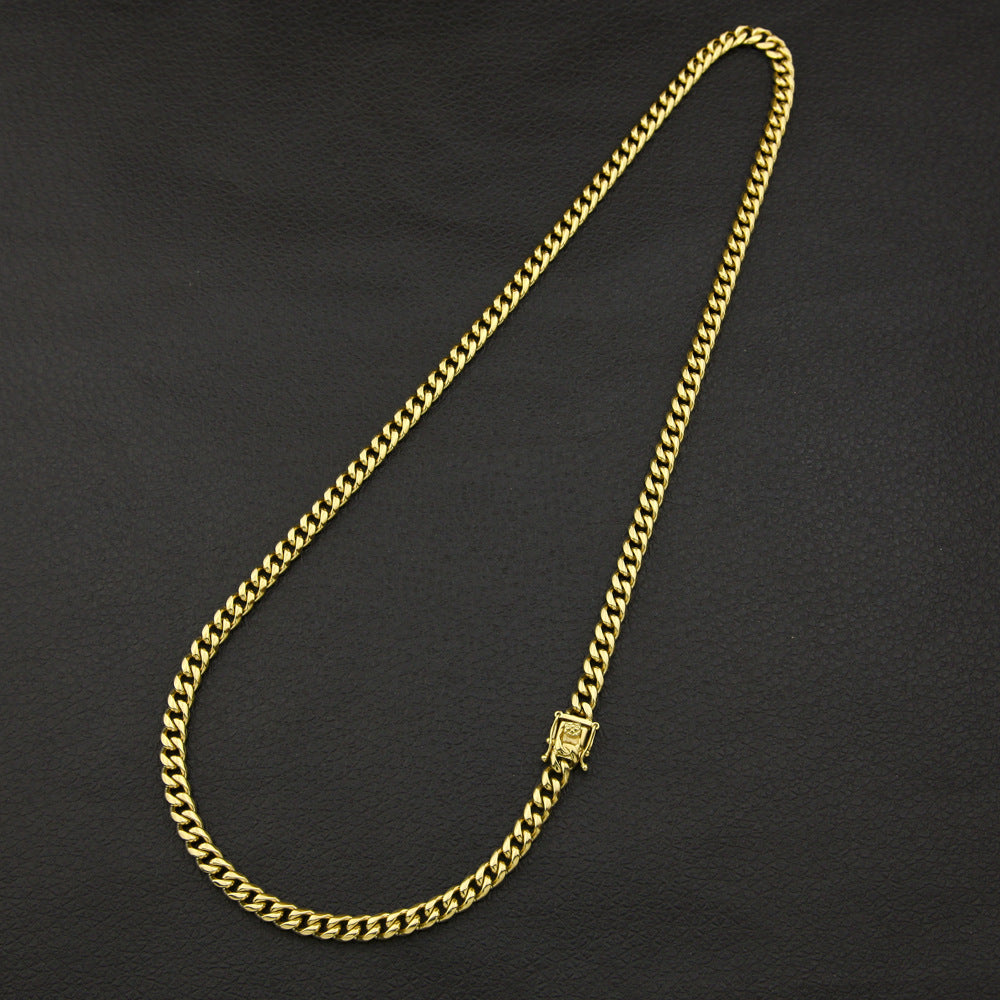 Men's Stainless Steel Cuban Chain Necklace with Clasp