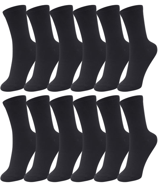 Duufin 12 Pairs Womens Crew Socks Mid Calf Socks Womens Black Crew Socks Size 5-9 Workout Socks Women Gym Socks Plain Black Socks Crew Lightweight Casual Socks