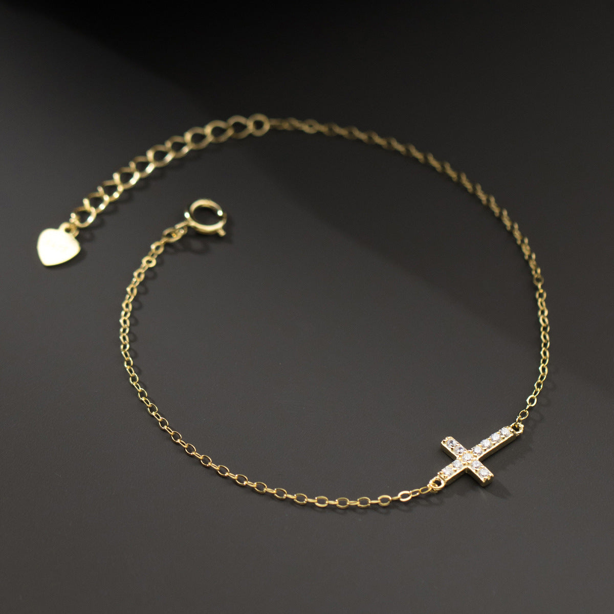 Women's Sterling Silver Cross Bracelet with Diamonds