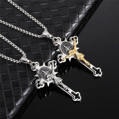 Men's Cross Pendant Necklace - Stainless Steel Summer Jewelry