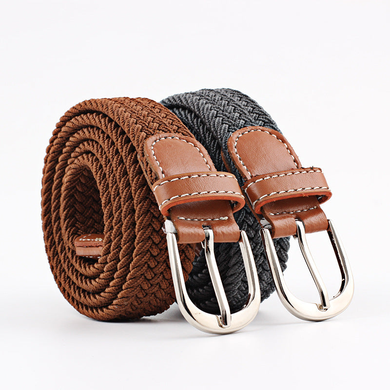 Unisex Canvas Belt - Elastic Woven Waist Belt for Students