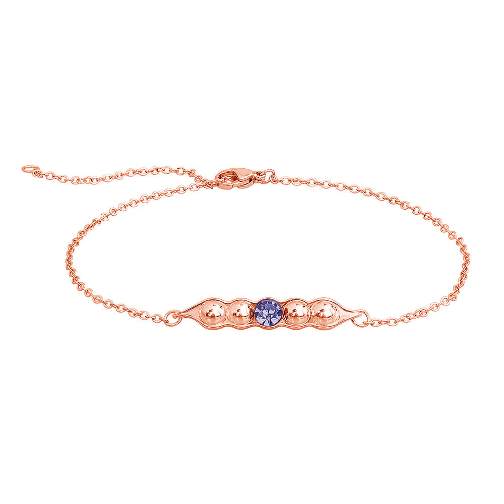 Fashion Pea Pod Birthstone Bracelet with Diamonds