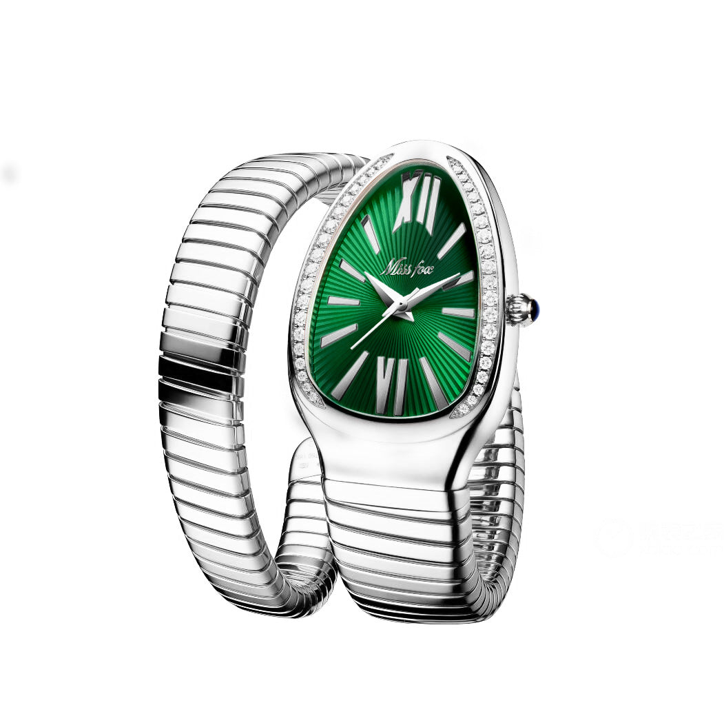Women's Stainless Steel Serpentine Watch with Diamonds