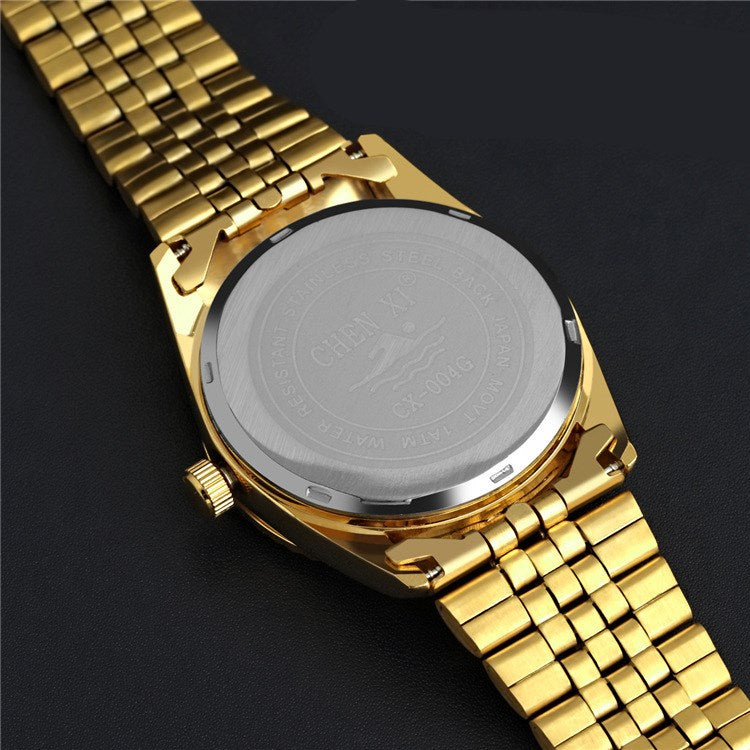 Classic Stainless Steel Quartz Watch with Diamonds
