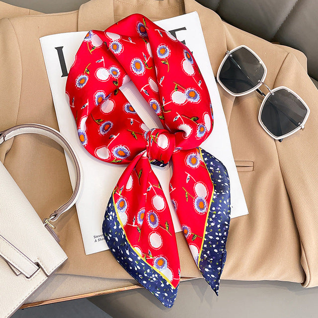 Luxury Silk Satin Scarves for Women - 70x70 cm Square