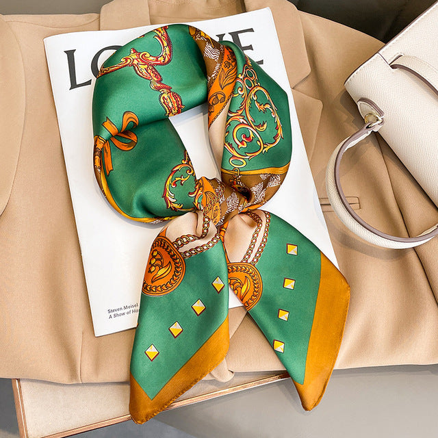Luxury Silk Satin Scarves for Women - 70x70 cm Square