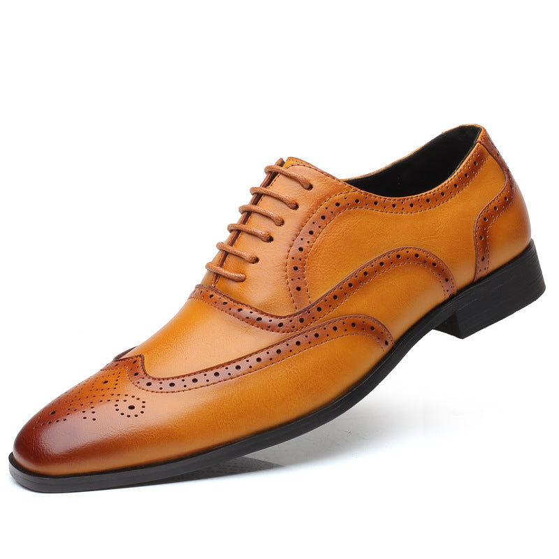 British Block Carved Leather Business Shoes