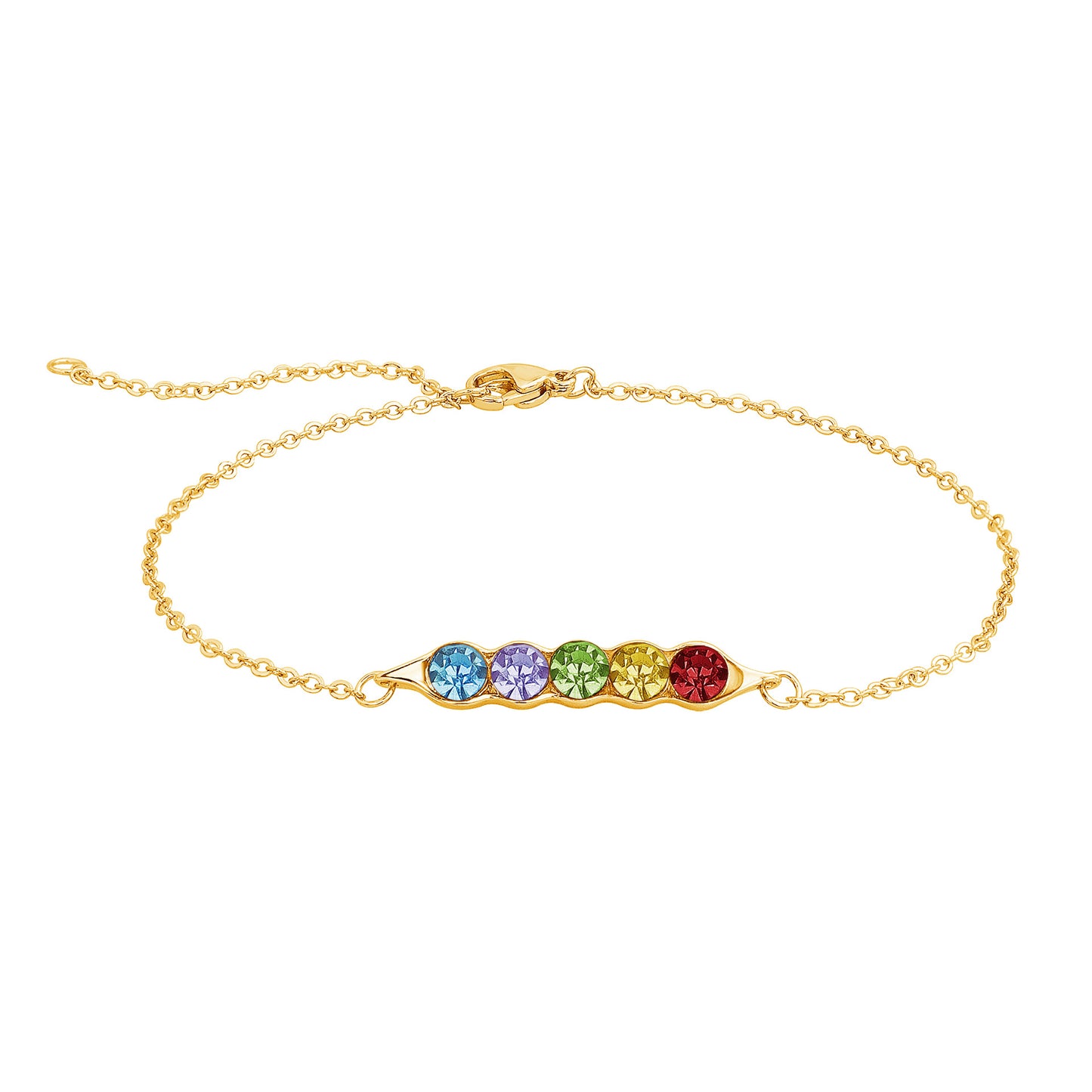 Fashion Pea Pod Birthstone Bracelet with Diamonds
