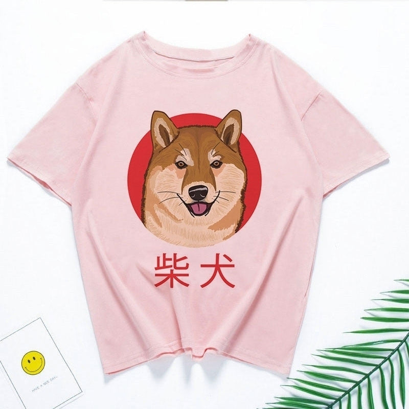 Cute Shiba Inu Couple T-Shirts for Students (Unisex)
