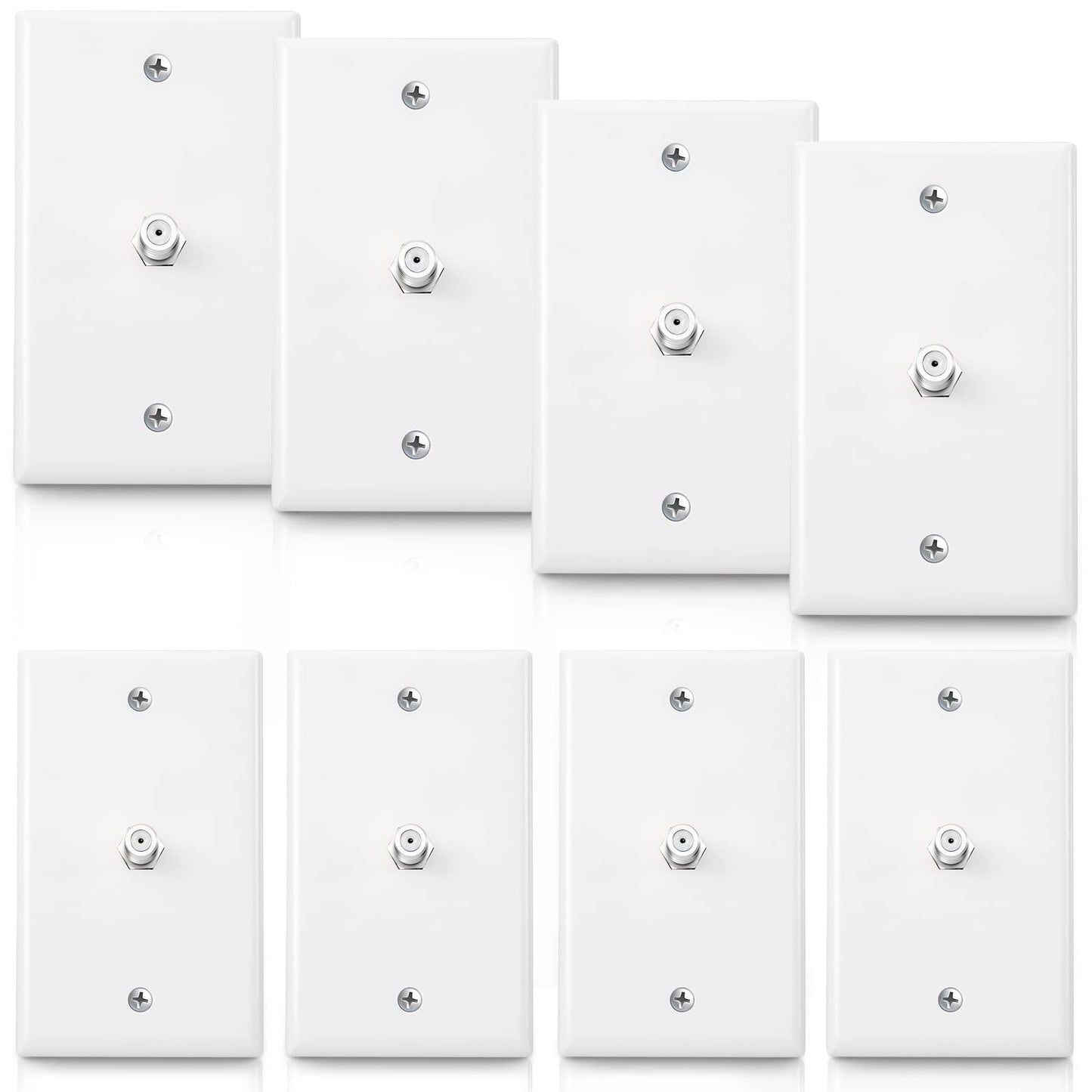 1-Port TV Cable Wall Plate F Connector Wall Plate Coax Wall Plate Video Wall Jack Single Gang Wall Plates (White 8 Pcs)