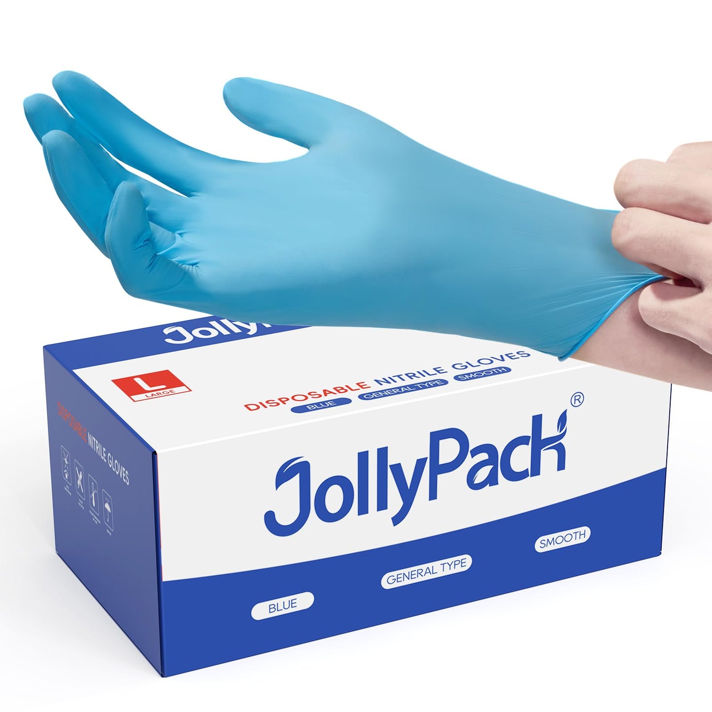 JollyPack Nitrile Gloves 200 Pack Medium Disposable Gloves Latex-Free Powder Free Blue Nitrile Gloves For Cleaning Cooking Hair Coloring Spray Painting