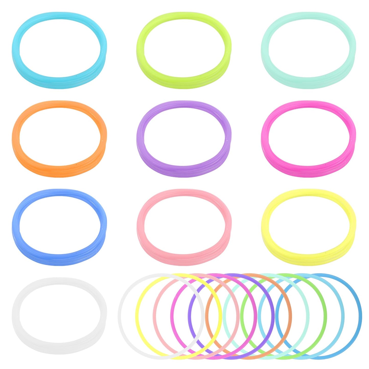 30PCS Silicone Jelly Bracelets 80s Jelly Bracelets Neon Jelly Bracelets Stretchable Bracelets Bands Nonluminous Rubber Bracelets 80s Hair Ties