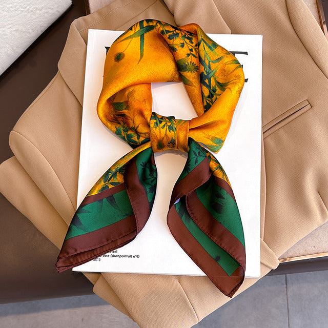 Luxury Silk Satin Scarves for Women - 70x70 cm Square
