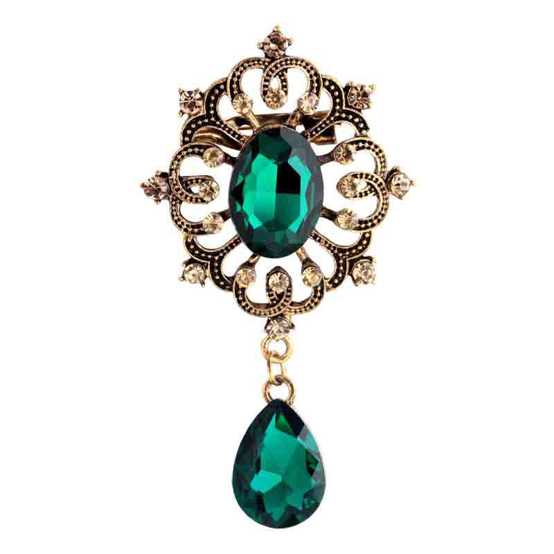 Korean Rhinestone Leaf Brooch with Full Diamonds