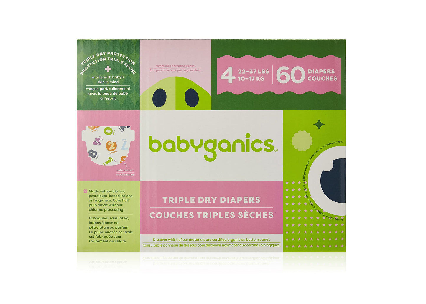 Babyganics Diapers Size 4 60 ct Ultra Absorbent Diapers
