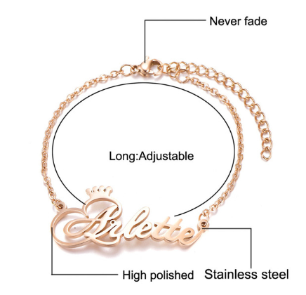 Stainless Steel Letter Bracelet, Handmade Charm Bracelet