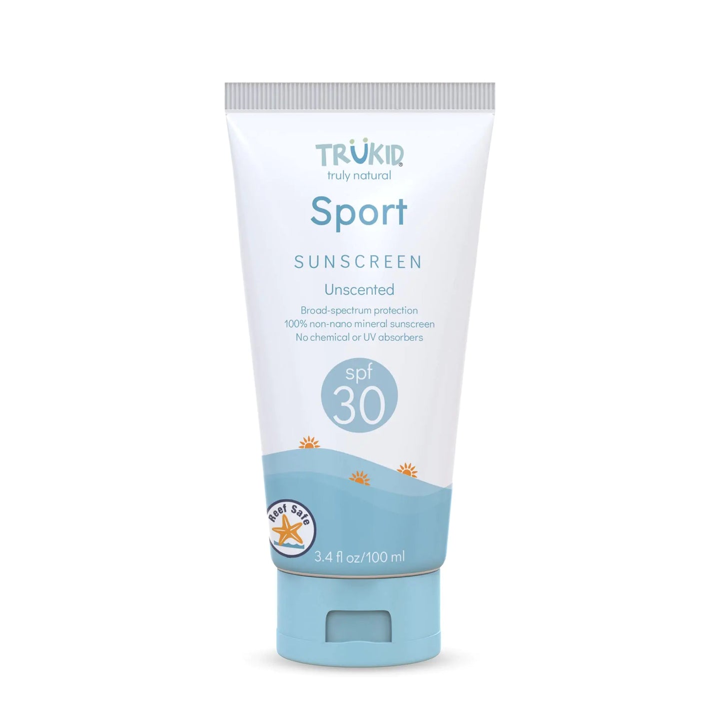 TruKid Sport SPF30 Face Sunscreen Unscented 3.4oz Baby Sunscreen Natural Ingredients Kids Sunscreen Reef-Friendly Travel Size Sun Screen Beach Defense Sunscreen for Kids Toddlers Babies & Adults