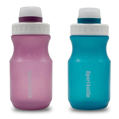 LFRNZS 2 PCS Set Small Water Bottles 13oz Plastic Water Bottles for Kids Reusable Leakproof BPA-Free Drink BottlesLightweightWater Bottle for SchoolCycling (Blue +Purple)
