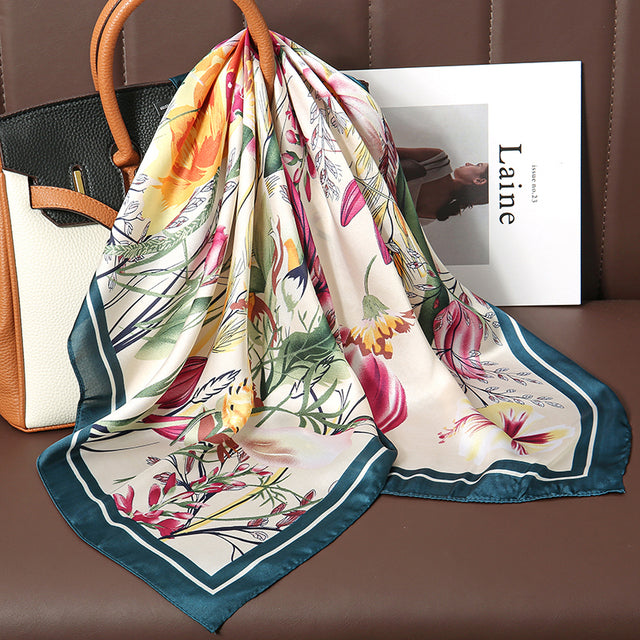 Luxury Silk Satin Scarves for Women - 70x70 cm Square