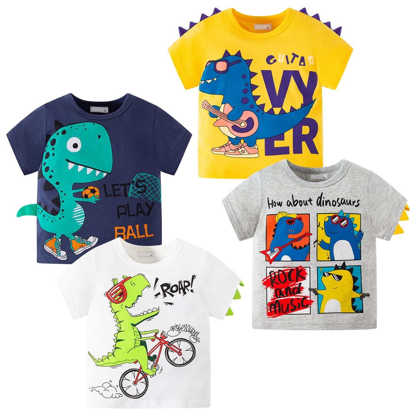 Toddler Boys Shirts Short-Sleeve Little Kids t Shirts Boys Tops Tees & Shirts Graphic TEE Age for 2-7 Years 4-Pack