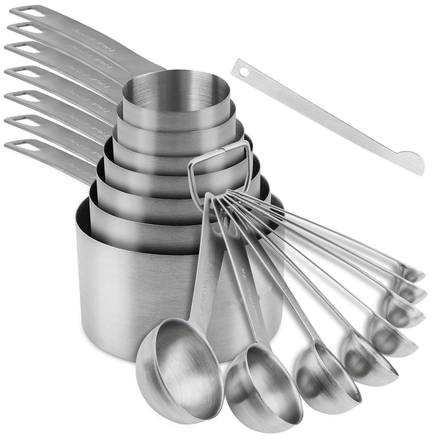 Viwehots Measuring Cups and Spoons Set 18/8 Stainless Steel 7 Measuring Cups and 8 Measuring Spoons with Leveler Kitchen Measure Cups Spoons Heavy Duty Baking Measurement Cups Spoons Set of 16