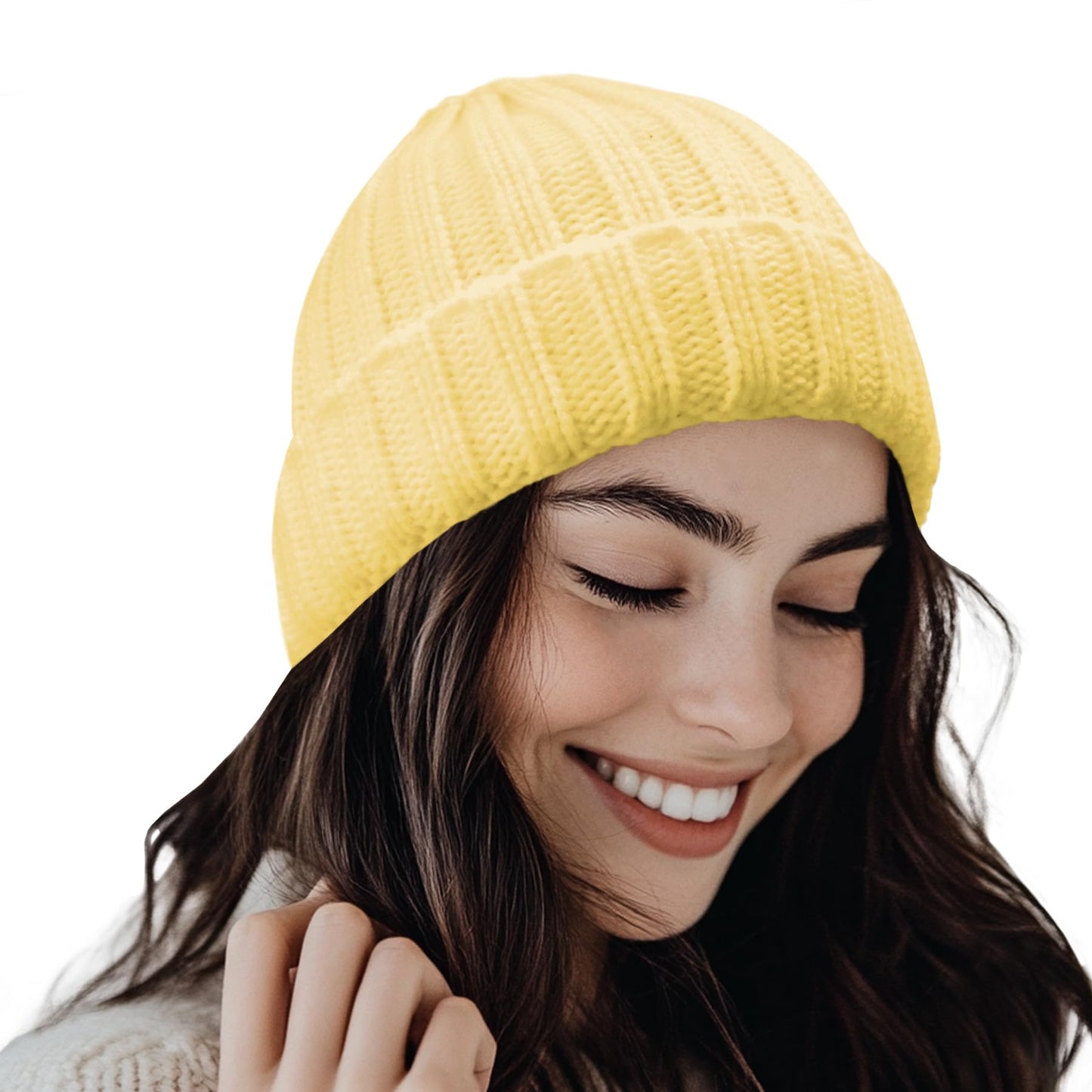 PFFY Warm Winter Knit Beanie Hat Skull Cap Beanies for Men Women Yellow
