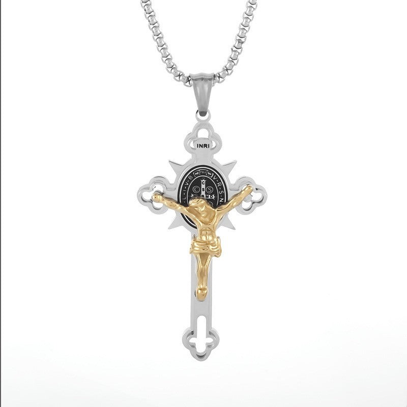 Men's Cross Pendant Necklace - Stainless Steel Summer Jewelry