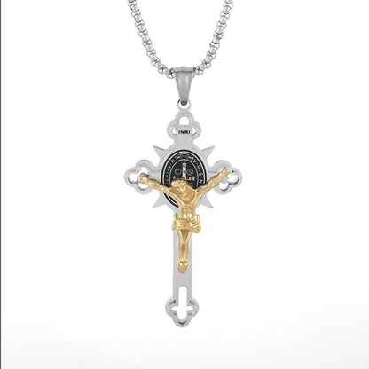 Men's Cross Pendant Necklace - Stainless Steel Summer Jewelry