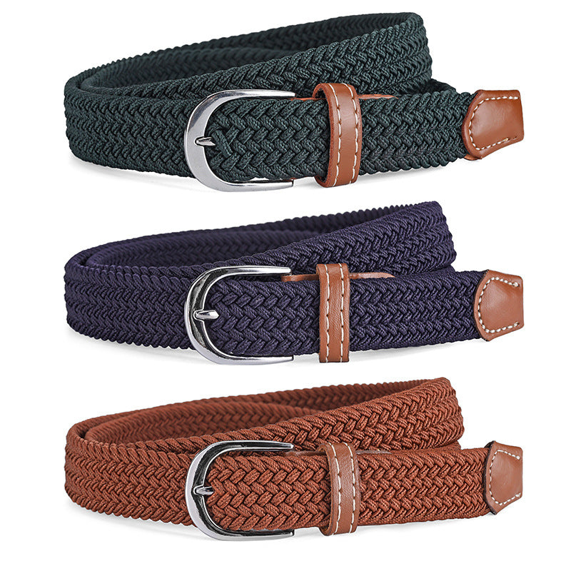 Unisex Canvas Belt - Elastic Woven Waist Belt for Students