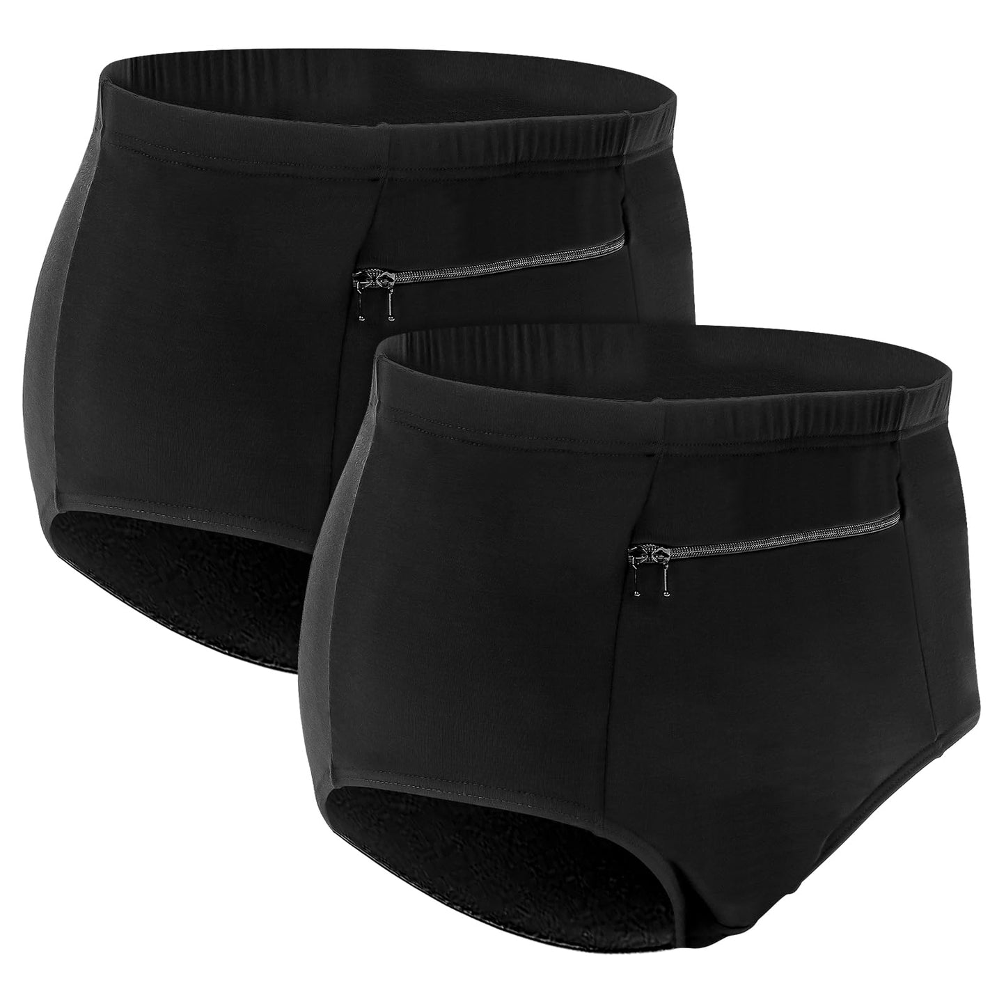 LUEXBOX 2Pack Womens Underwear with Secret Pocket Panties Travel Womens Underwear Waisted Brief Panties Large Size (Black)