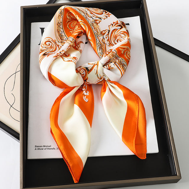 Luxury Silk Satin Scarves for Women - 70x70 cm Square