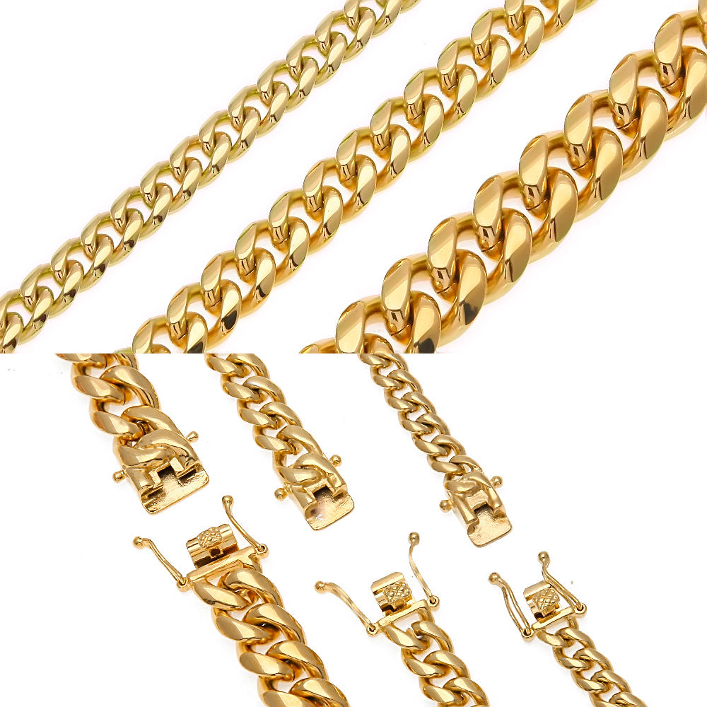 Men's Stainless Steel Cuban Chain Necklace with Clasp